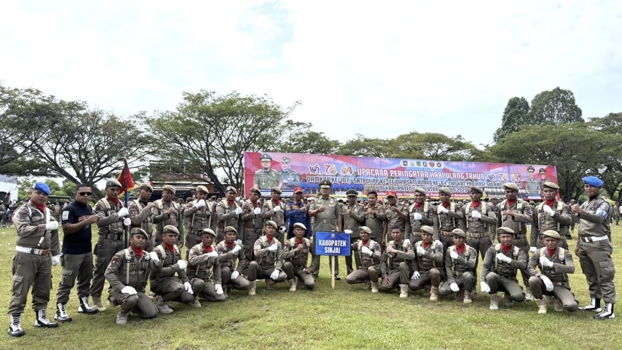 Peringatan HUT Damkar, Satpol PP, dan Satlinmas Tingkat Sulsel di Luwu Utara, Kasatpol PP Sinjai Tekankan Sinergitas