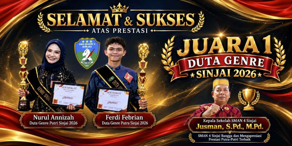 Kepsek Bangga dan Terharu, Dua Siswa SMAN 4 Sinjai Raih Juara 1 Duta Genre