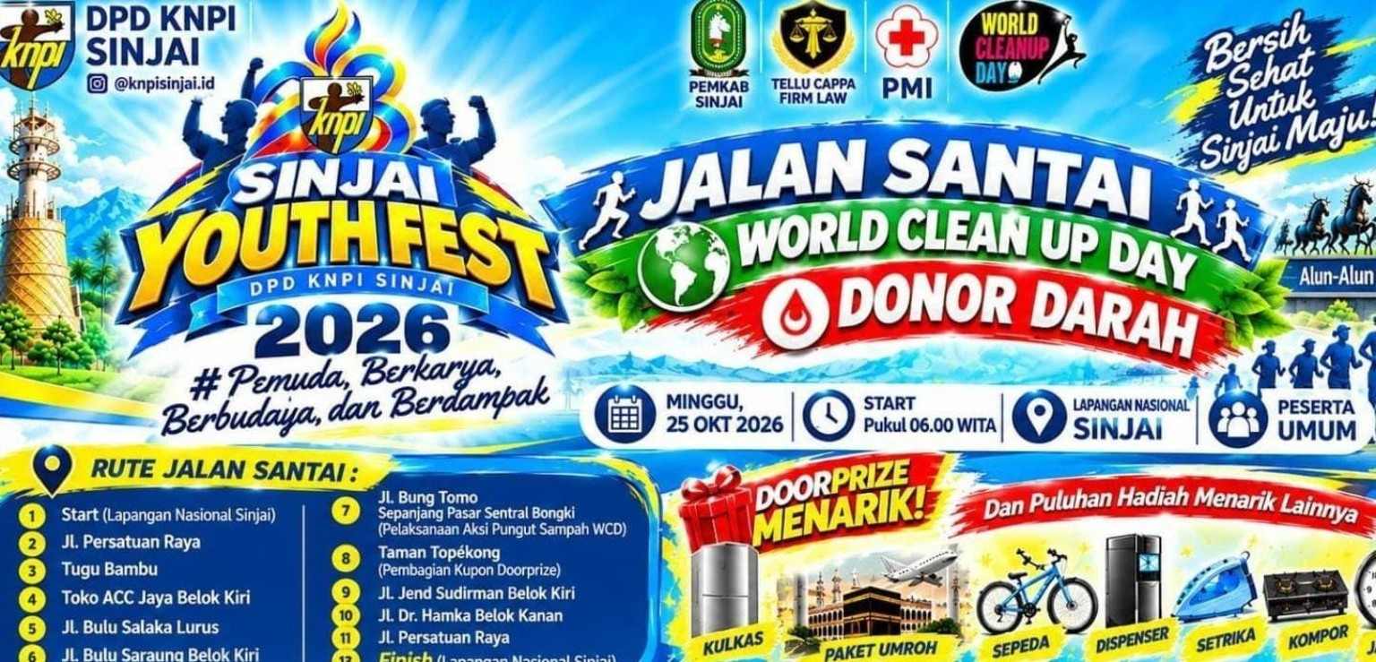 Jangan Lewatkan! Jalan Santai KNPI Sinjai 25 Oktober, Ratusan Doorprize Menanti Peserta