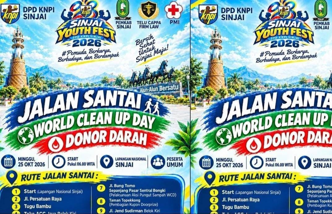 Sambut Hari Sumpah Pemuda, KNPI Sinjai Gelar Youth Fest 2026, Jalan Santai dengan Beragam Doorprize Menanti!